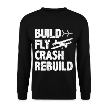 Funny RC Pilot Flugzeug Fliegen - Unisex Pullover - Schwarz - Vorne - Alina (178cm) & Michal (187cm)