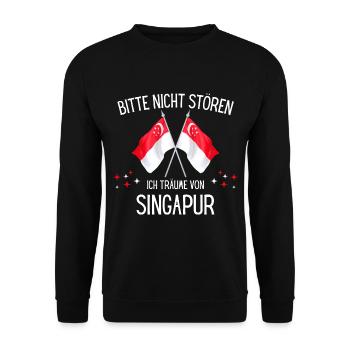 Bitte Nicht Stören Ich Träume Von Singapur - Unisex Pullover - Schwarz - Vorne - Alina (178cm) & Michal (187cm)