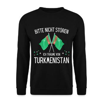 Bitte nicht stören ich träume von Turkmenistan - Unisex Pullover - Schwarz - Vorne - Alina (178cm) & Michal (187cm)