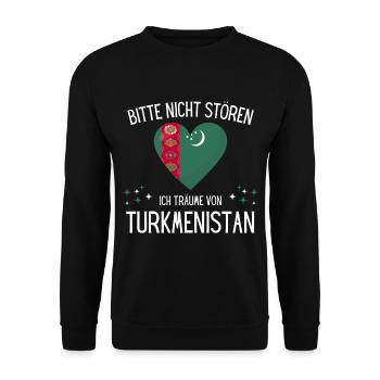 Bitte nicht stören ich träume von Turkmenistan - Unisex Pullover - Schwarz - Vorne - Alina (178cm) & Michal (187cm)