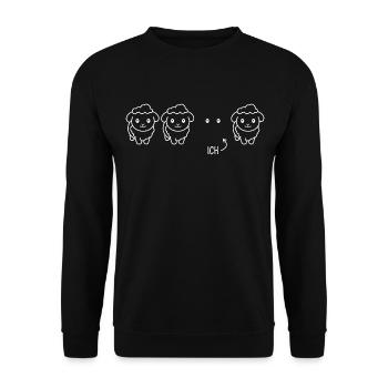 Lustige Schafe - Augen - Ich - Schwarzes Schaf - Unisex Pullover - Schwarz - Vorne - Alina (178cm) & Michal (187cm)