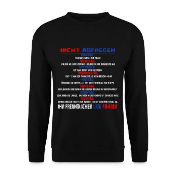 IHR FREUNDLICHER LKW FAHRER - Unisex Pullover - Schwarz - Vorne - Alina (178cm) & Michal (187cm)