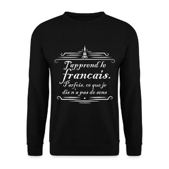 learn French - Unisex Sweatshirt - black - Front - Alina (178cm) & Michal (187cm)
