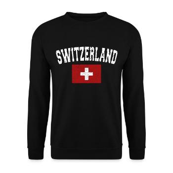 SWITZERLAND - Pavillon suisse - usedlook - Sweat-shirt Unisexe - noir - Devant - Alina (178cm) & Michal (187cm)