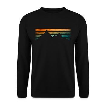 Montagnes - Randonnée - Rétrostripes - Sweat-shirt Unisexe - noir - Devant - Alina (178cm) & Michal (187cm)