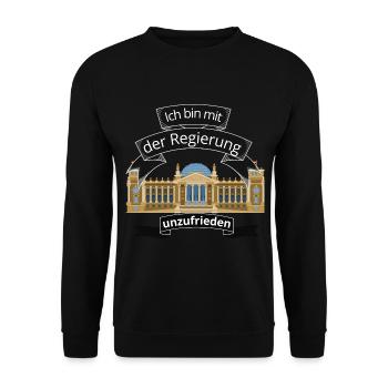 Ich bin mit aktuellen Bundesregierung unzufrieden - Unisex Pullover - Schwarz - Vorne - Alina (178cm) & Michal (187cm)