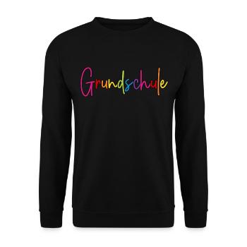Grundschule Schrift bunt Regenbogen Farben - Unisex Pullover - Schwarz - Vorne - Alina (178cm) & Michal (187cm)