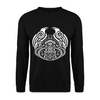 Wikinger Kunst - Unisex Pullover - Schwarz - Vorne - Alina (178cm) & Michal (187cm)