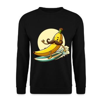 Banana surfe avec moustache - Sweat-shirt Unisexe - noir - Devant - Alina (178cm) & Michal (187cm)
