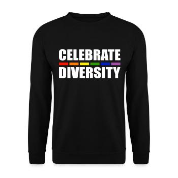 Celebrate Diversity LGBT CSD Gay Pride - Unisex Sweatshirt - black - Front - Alina (178cm) & Michal (187cm)