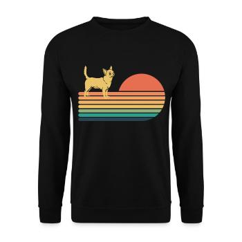 Chihuahua Vintage Retro fpr Chihuahua Lovers - Unisex Sweatshirt - black - Front - Alina (178cm) & Michal (187cm)