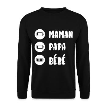 Maman papa bébé - Sweat-shirt Unisexe - noir - Devant - Alina (178cm) & Michal (187cm)