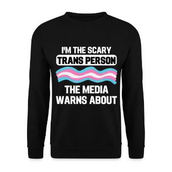 Transgender Flagge LGBTQ Geschenk Transsexuell - Unisex Pullover - Schwarz - Vorne - Alina (178cm) & Michal (187cm)