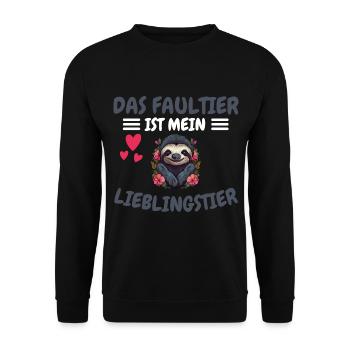 Lieblingstier Tropisches Tier Geschenk Faultier - Unisex Pullover - Schwarz - Vorne - Alina (178cm) & Michal (187cm)