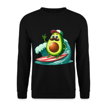 Surfing avocado with mustache - Unisex Sweatshirt - black - Front - Alina (178cm) & Michal (187cm)