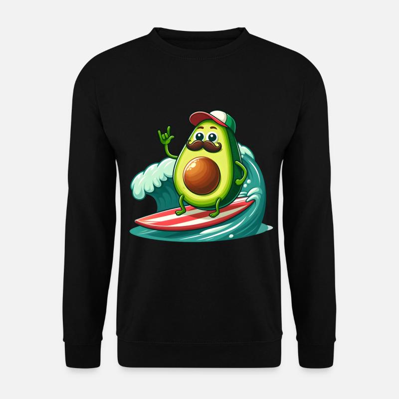 Surfing avocado with mustache - Unisex Sweatshirt - black