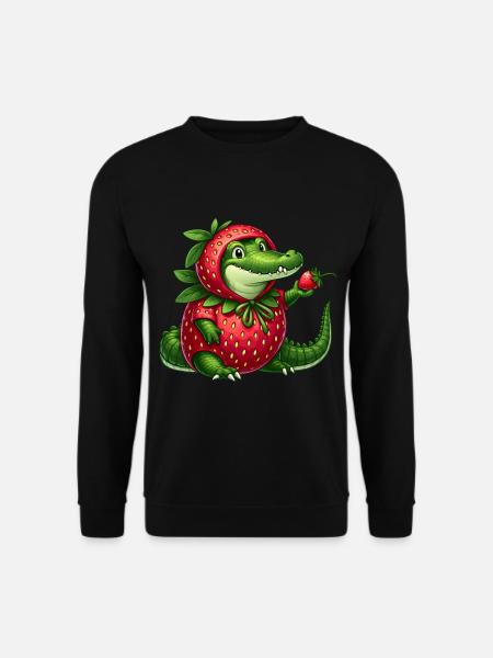 Krokodil im Erdbeerkostüm - Unisex Pullover - Schwarz