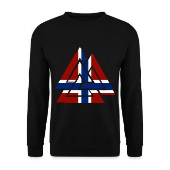 Norwegian flag with Valknut, symbol of Odin - Unisex Sweatshirt - black - Front - Alina (178cm) & Michal (187cm)