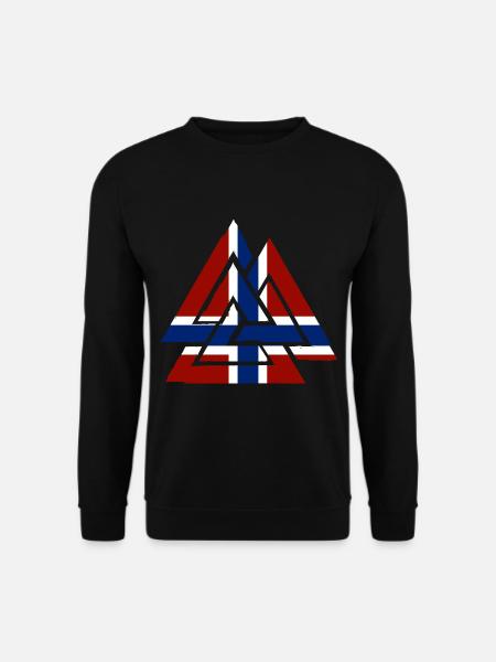 Norwegian flag with Valknut, symbol of Odin - Unisex Sweatshirt - black