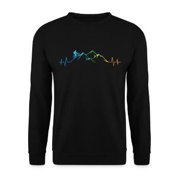 Mountainbiker - Montagne - Coloré - VTT - Heartbeat - Sweat-shirt Unisexe - noir - Devant - Alina (178cm) & Michal (187cm)