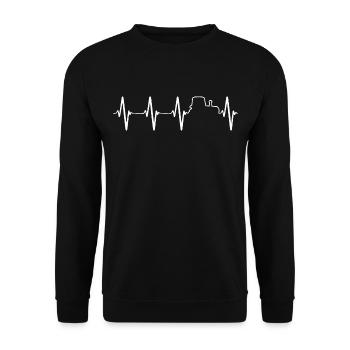 Traktor Heartbeat - Bauer - Landwirtschaft - Unisex Pullover - Schwarz - Vorne - Alina (178cm) & Michal (187cm)