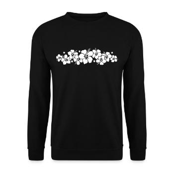 Hibiskus Blume - HAWAII - Unisex Pullover - Schwarz - Vorne - Alina (178cm) & Michal (187cm)