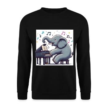 Éléphant au piano - Sweat-shirt Unisexe - noir - Devant - Alina (178cm) & Michal (187cm)