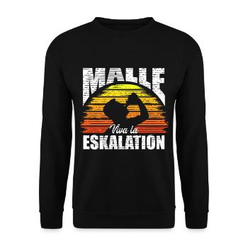 Malle Mallorca Viva la Eskalation Fun Party Outfit - Unisex Pullover - Schwarz - Vorne - Alina (178cm) & Michal (187cm)