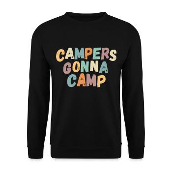 Campers going to camp! vintage retro light - Unisex Sweatshirt - black - Front - Alina (178cm) & Michal (187cm)