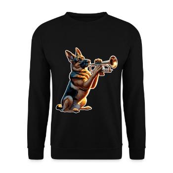 Berger allemand jouant de la trompette - Sweat-shirt Unisexe - noir - Devant - Alina (178cm) & Michal (187cm)