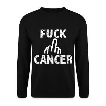 Fuck Cancer Mittelfinger - Unisex Pullover - Schwarz - Vorne - Alina (178cm) & Michal (187cm)