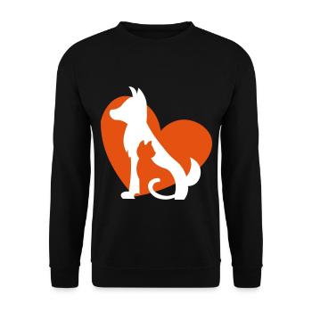 Chien chat - coeur pour animaux - idée cadeau / cadeau - Sweat-shirt Unisexe - noir - Devant - Alina (178cm) & Michal (187cm)