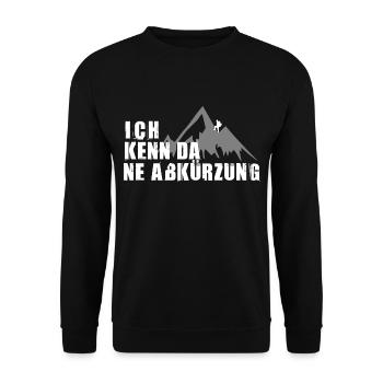 Ich kenn da ne Abkürzung - Wandern- Berge - Unisex Pullover - Schwarz - Vorne - Alina (178cm) & Michal (187cm)