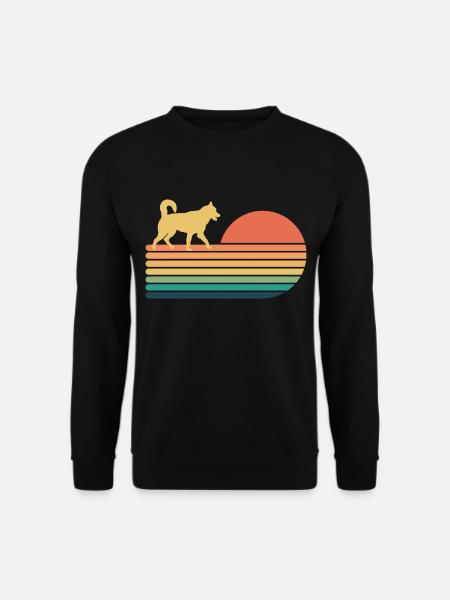 Husky Hund Retro Vintage Husky Liebhaber - Unisex Pullover - Schwarz