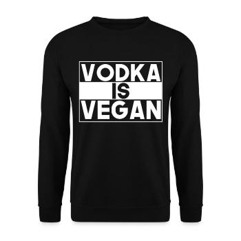 Vodka ist Vegan, Veganer, Lustig, Humor, Alkohol - Unisex Pullover - Schwarz - Vorne - Alina (178cm) & Michal (187cm)