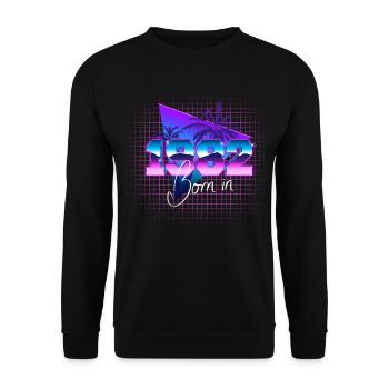 Retrowave Born in 1982 - Unisex Sweatshirt - black - Front - Alina (178cm) & Michal (187cm)