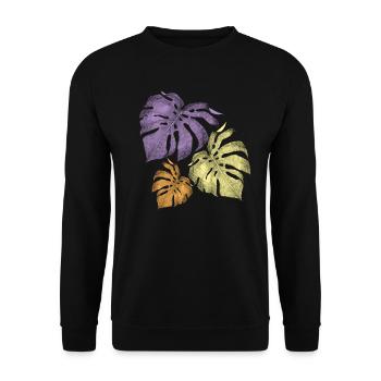 ZAZdesign® Monstera Leaf Shirt | Plant | Floral - Unisex Sweatshirt - black - Front - Alina (178cm) & Michal (187cm)