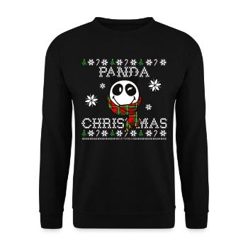 SmileyWorld Lächelnder Panda Weihnachten - Unisex Pullover - Schwarz - Vorne - Alina (178cm) & Michal (187cm)