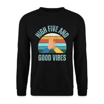 High Five und gute Laune - Unisex Pullover - Schwarz - Vorne - Alina (178cm) & Michal (187cm)