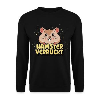 Hamster Verrückt Hamster Goldhamster Hamsterfan - Unisex Pullover - Schwarz - Vorne - Alina (178cm) & Michal (187cm)