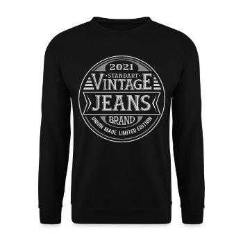 3rd Anniversary Vintage Made in 2021 Retro - Unisex Sweatshirt - black - Front - Alina (178cm) & Michal (187cm)
