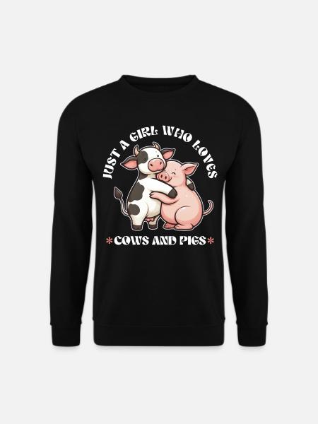 Funny Farm Animal Lover Piglet Farmer Pig Cow - Unisex Sweatshirt - black