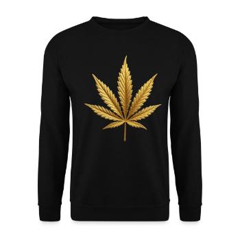 Goldenes Hanfblatt - Unisex Pullover - Schwarz - Vorne - Alina (178cm) & Michal (187cm)