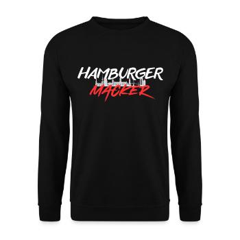HAMBURGER MACKER Die Kult Marke aus Hamburg - Unisex Pullover - Schwarz - Vorne - Alina (178cm) & Michal (187cm)