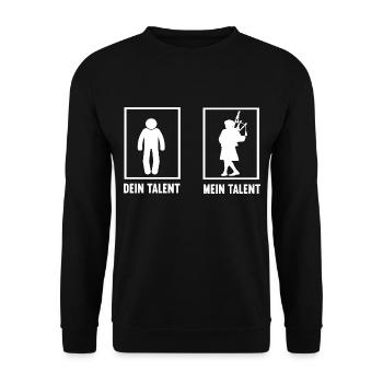 Dein Talent Mein Talent Dudelsack Dudelsackspieler - Unisex Pullover - Schwarz - Vorne - Alina (178cm) & Michal (187cm)
