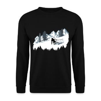 Skiers and mountains - skiing, skiing - Unisex Sweatshirt - black - Front - Alina (178cm) & Michal (187cm)