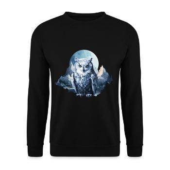 Schnee Eule - Unisex Pullover - Schwarz - Vorne - Alina (178cm) & Michal (187cm)