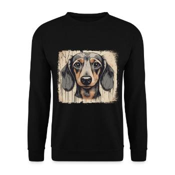 Dackel Teckel Kurzhaardackel Dachshund - Unisex Pullover - Schwarz - Vorne - Alina (178cm) & Michal (187cm)