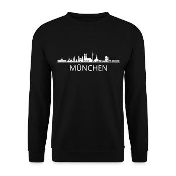 Stadt München Skyline Munich - Unisex Pullover - Schwarz - Vorne - Alina (178cm) & Michal (187cm)