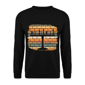 Schach Chess Schachfiguren Retro - Unisex Pullover - Schwarz - Vorne - Alina (178cm) & Michal (187cm)